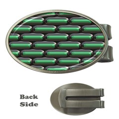 Green 3d Rectangles Pattern Money Clip (oval)