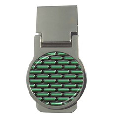 Green 3d Rectangles Pattern Money Clip (round)