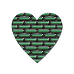 Green 3d Rectangles Pattern Magnet (heart)