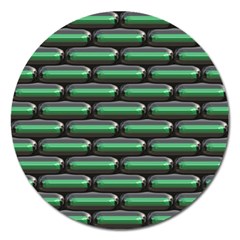 Green 3d Rectangles Pattern Magnet 5  (round)