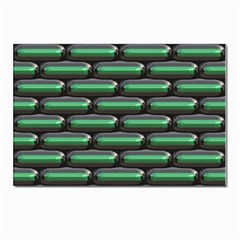 Green 3d Rectangles Pattern Postcard 4 x 6  (pkg Of 10)