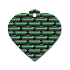 Green 3d Rectangles Pattern Dog Tag Heart (two Sides)