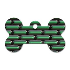 Green 3d Rectangles Pattern Dog Tag Bone (two Sides) by LalyLauraFLM