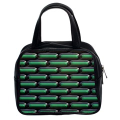 Green 3d Rectangles Pattern Classic Handbag (two Sides) by LalyLauraFLM