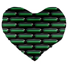 Green 3d Rectangles Pattern Large 19  Premium Heart Shape Cushion