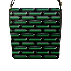 Green 3d Rectangles Pattern Flap Closure Messenger Bag (l)