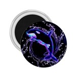 Orca With Glowing Line Jumping Out Of A Circle Mad Of Water 2.25  Magnets Front