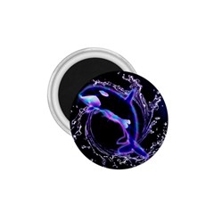 Orca With Glowing Line Jumping Out Of A Circle Mad Of Water 1 75  Magnets by FantasyWorld7