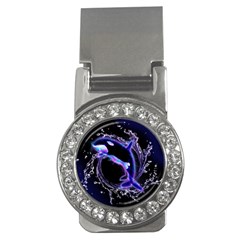 Orca With Glowing Line Jumping Out Of A Circle Mad Of Water Money Clips (cz) 