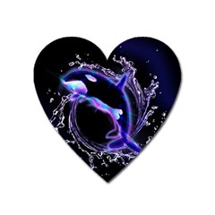 Orca With Glowing Line Jumping Out Of A Circle Mad Of Water Heart Magnet