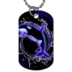 Orca With Glowing Line Jumping Out Of A Circle Mad Of Water Dog Tag (one Side)