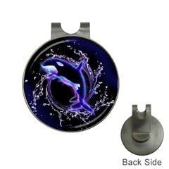 Orca With Glowing Line Jumping Out Of A Circle Mad Of Water Hat Clips With Golf Markers by FantasyWorld7