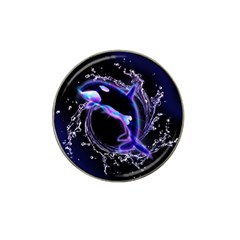 Orca With Glowing Line Jumping Out Of A Circle Mad Of Water Hat Clip Ball Marker