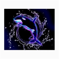 Orca With Glowing Line Jumping Out Of A Circle Mad Of Water Small Glasses Cloth