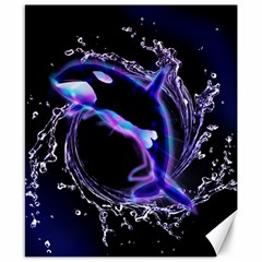 Orca With Glowing Line Jumping Out Of A Circle Mad Of Water Canvas 8  X 10 