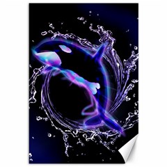 Orca With Glowing Line Jumping Out Of A Circle Mad Of Water Canvas 12  X 18  