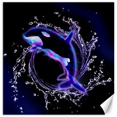 Orca With Glowing Line Jumping Out Of A Circle Mad Of Water Canvas 16  X 16   by FantasyWorld7