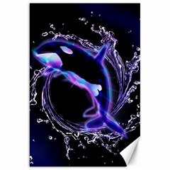 Orca With Glowing Line Jumping Out Of A Circle Mad Of Water Canvas 20  X 30  