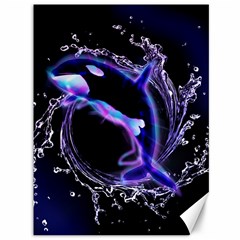 Orca With Glowing Line Jumping Out Of A Circle Mad Of Water Canvas 36  X 48   by FantasyWorld7