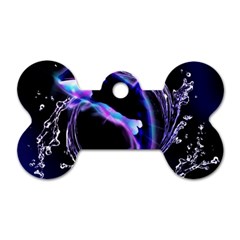 Orca With Glowing Line Jumping Out Of A Circle Mad Of Water Dog Tag Bone (one Side)