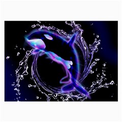 Orca With Glowing Line Jumping Out Of A Circle Mad Of Water Large Glasses Cloth (2-side)