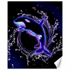 Orca With Glowing Line Jumping Out Of A Circle Mad Of Water Canvas 11  X 14   by FantasyWorld7