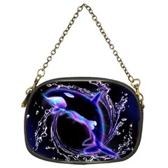 Orca With Glowing Line Jumping Out Of A Circle Mad Of Water Chain Purses (two Sides)  by FantasyWorld7