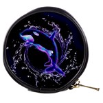 Orca With Glowing Line Jumping Out Of A Circle Mad Of Water Mini Makeup Bags Front