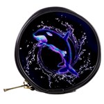 Orca With Glowing Line Jumping Out Of A Circle Mad Of Water Mini Makeup Bags Back