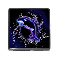 Orca With Glowing Line Jumping Out Of A Circle Mad Of Water Memory Card Reader (square) by FantasyWorld7