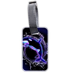 Orca With Glowing Line Jumping Out Of A Circle Mad Of Water Luggage Tags (two Sides)