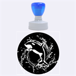 Orca With Glowing Line Jumping Out Of A Circle Mad Of Water Rubber Round Stamps (Large) 1.875 x1.875  Stamp