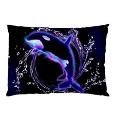 Orca With Glowing Line Jumping Out Of A Circle Mad Of Water Pillow Cases (two Sides)