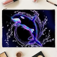 Orca With Glowing Line Jumping Out Of A Circle Mad Of Water Cosmetic Bag (xxxl) 