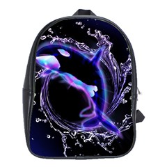 Orca With Glowing Line Jumping Out Of A Circle Mad Of Water School Bags (xl)  by FantasyWorld7