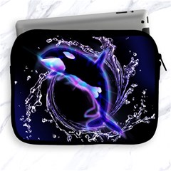 Orca With Glowing Line Jumping Out Of A Circle Mad Of Water Apple Ipad 2/3/4 Zipper Cases