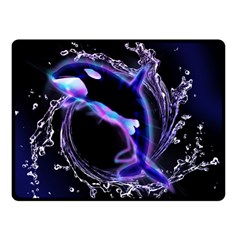 Orca With Glowing Line Jumping Out Of A Circle Mad Of Water Double Sided Fleece Blanket (small) 