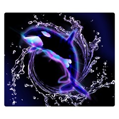 Orca With Glowing Line Jumping Out Of A Circle Mad Of Water Double Sided Flano Blanket (small) 