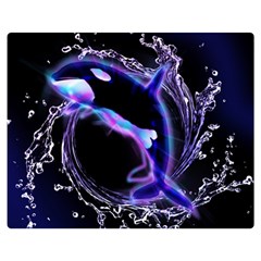 Orca With Glowing Line Jumping Out Of A Circle Mad Of Water Double Sided Flano Blanket (medium) 