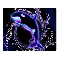 Orca With Glowing Line Jumping Out Of A Circle Mad Of Water Double Sided Flano Blanket (large) 