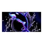 Orca With Glowing Line Jumping Out Of A Circle Mad Of Water Satin Shawl Front