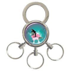 Orca Jumping Out Of A Flower With Waterfalls 3-ring Key Chains by FantasyWorld7