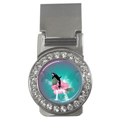 Orca Jumping Out Of A Flower With Waterfalls Money Clips (cz) 