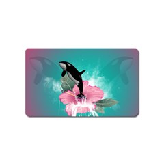 Orca Jumping Out Of A Flower With Waterfalls Magnet (name Card) by FantasyWorld7