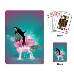 Orca Jumping Out Of A Flower With Waterfalls Playing Card by FantasyWorld7