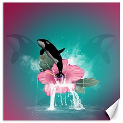 Orca Jumping Out Of A Flower With Waterfalls Canvas 12  X 12  