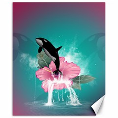 Orca Jumping Out Of A Flower With Waterfalls Canvas 16  X 20   by FantasyWorld7