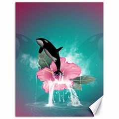 Orca Jumping Out Of A Flower With Waterfalls Canvas 18  X 24   by FantasyWorld7