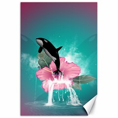 Orca Jumping Out Of A Flower With Waterfalls Canvas 20  X 30  