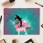 Orca Jumping Out Of A Flower With Waterfalls Cosmetic Bag (XL) Front